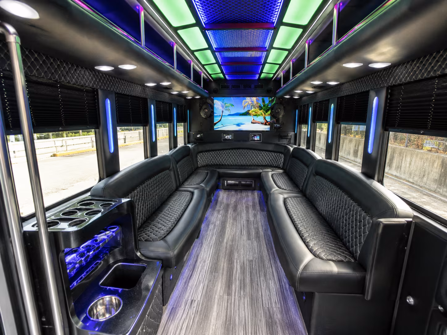 taunton 18 passenger party bus inside