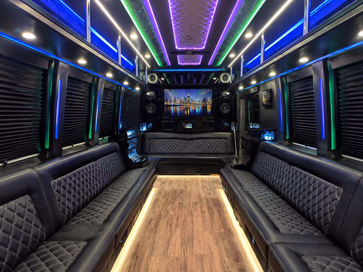 taunton 25 passenger party bus interior