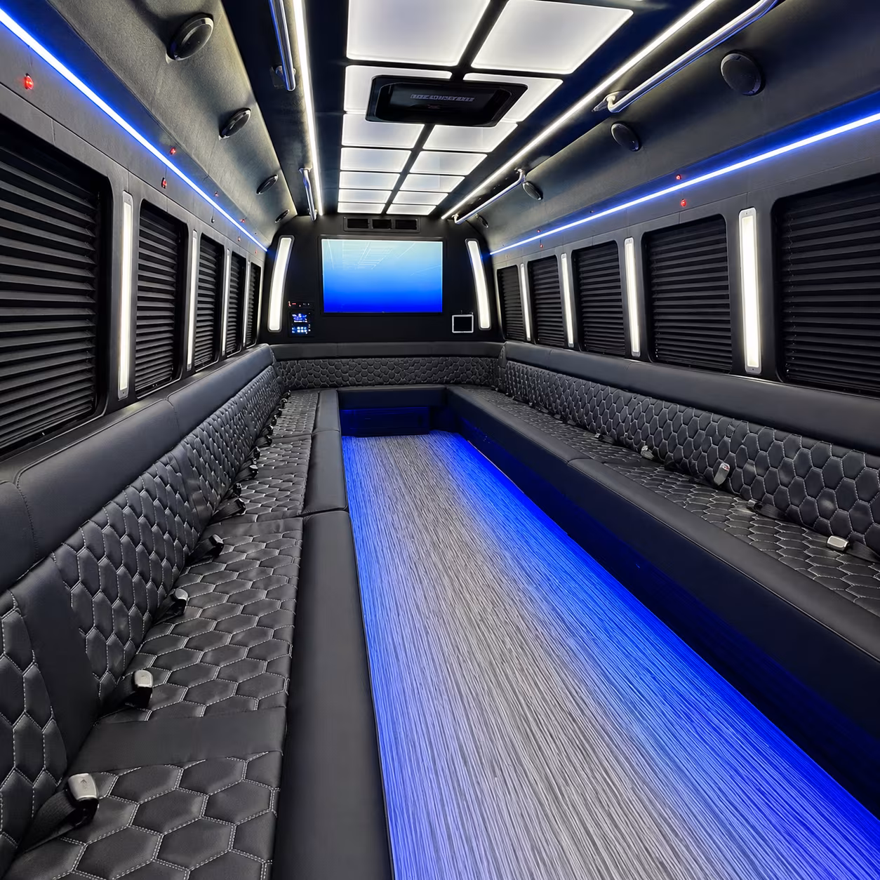 taunton 50 passenger party bus inside